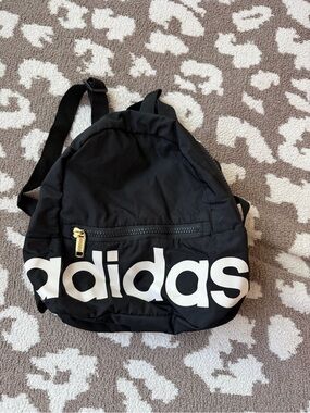 adidas Black Backpack with White Logo and Gold Zip